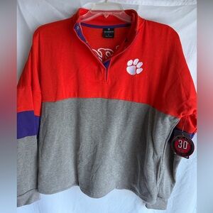 Clemson Tigers Womans Size Large 1/4 Snap Pullover By Colosseum  NWT